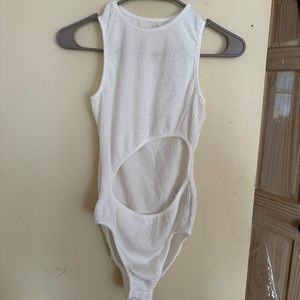 Cut Out Front Ribbed Tank BodySuit